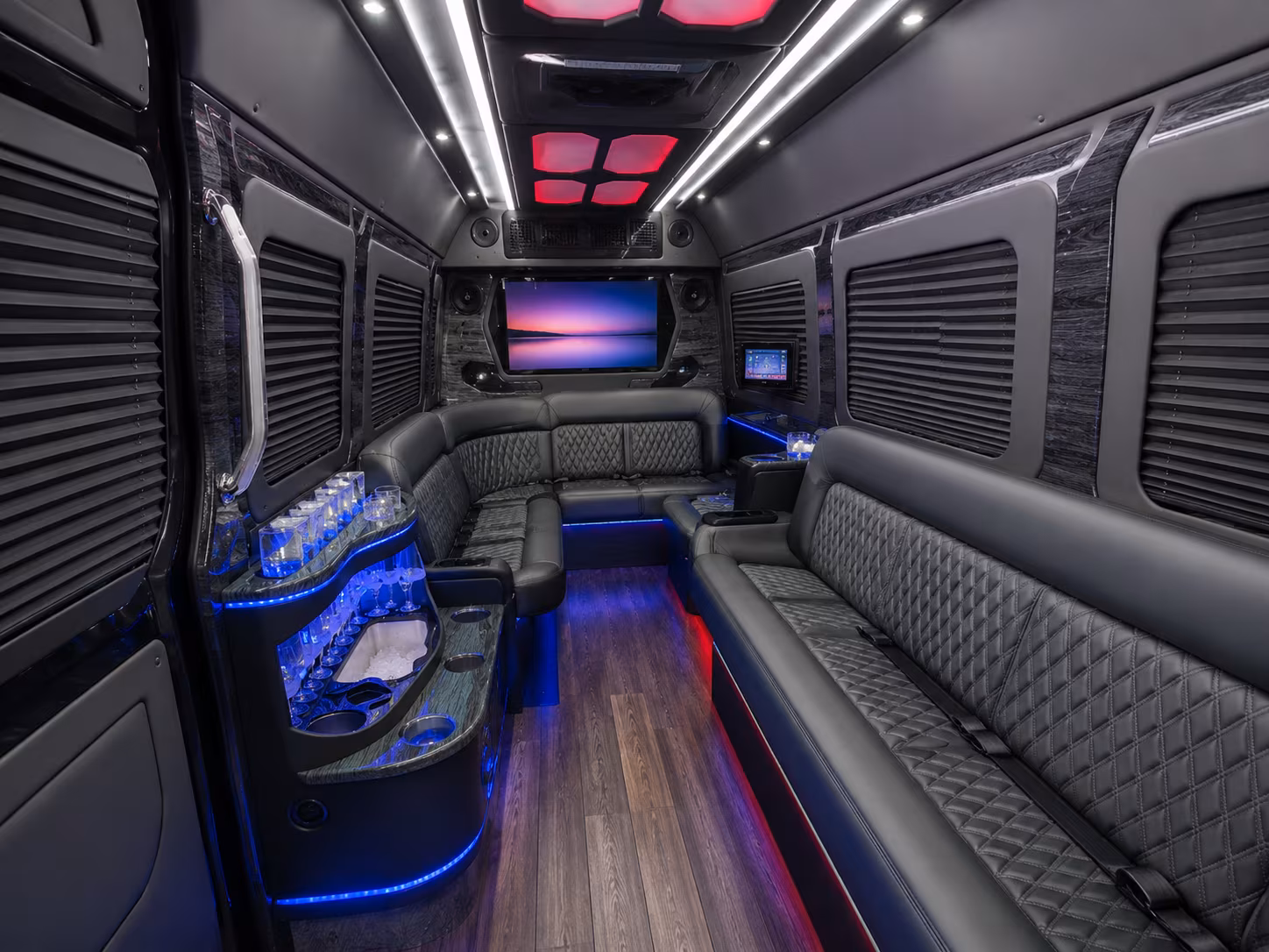 suffolk 30 passenger party bus inside